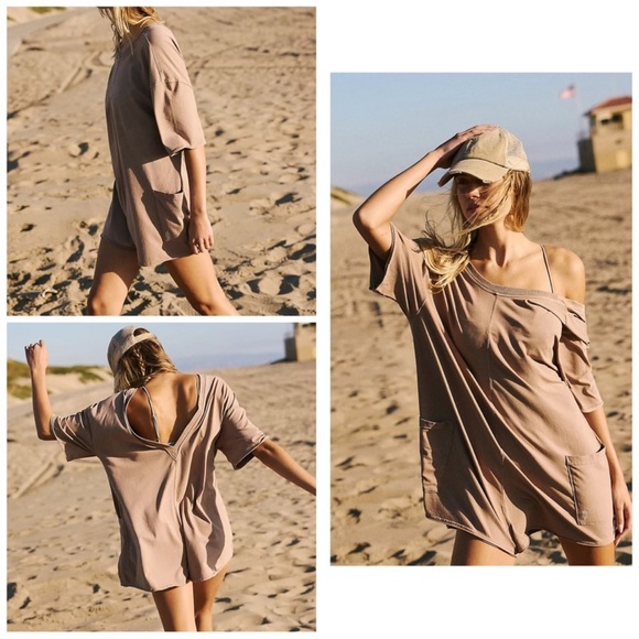NEW Free People Hot Shot Tee Romper with logo! - Picture 3 of 8